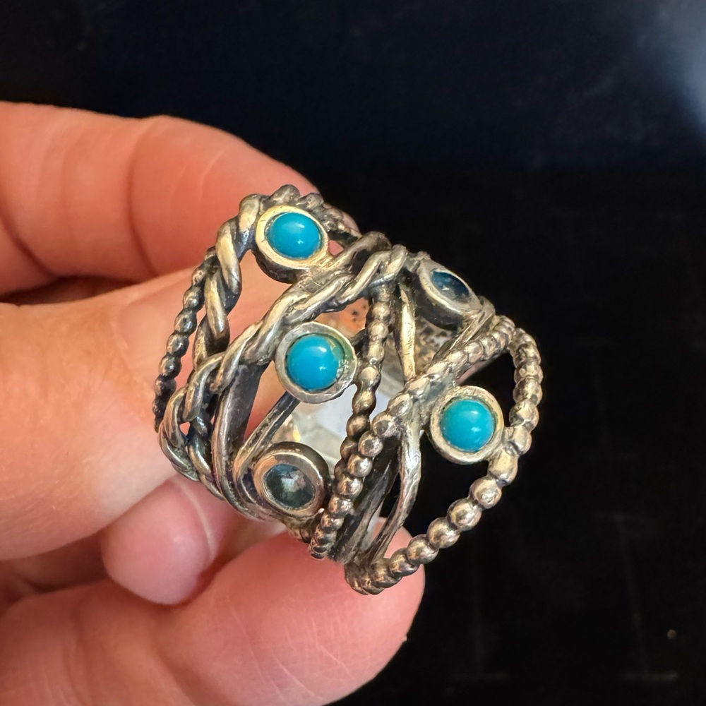 Or Paz Sterling Silver Turquoise Ring (size 6) - Picture 3 of 5